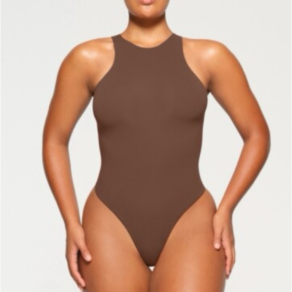 Skims Fits Everybody High Neck Bodysuit in Oxide
